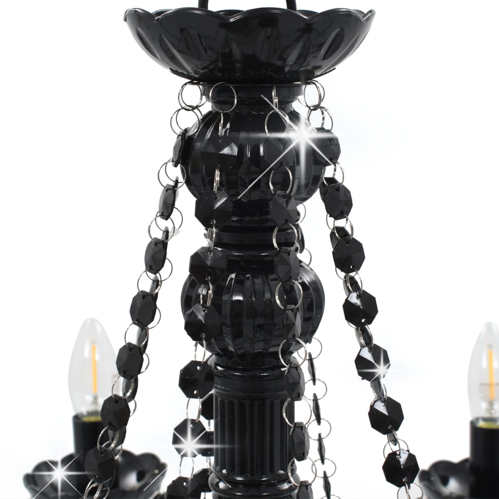 Berkfield Chandelier with Beads Black 8 x E14 Bulbs