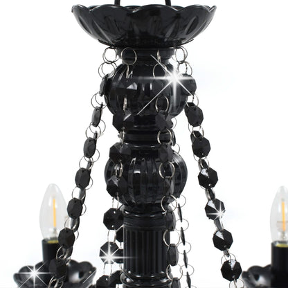 Berkfield Chandelier with Beads Black 8 x E14 Bulbs