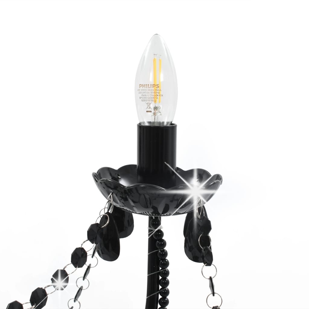Berkfield Chandelier with Beads Black 8 x E14 Bulbs