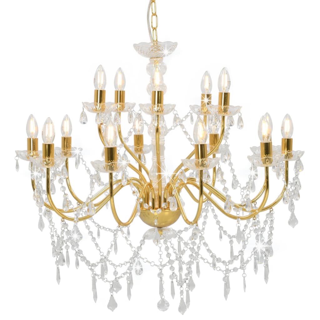 Berkfield Chandelier 2-layer Golden 15 x E14 Bulbs