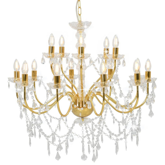 Berkfield Chandelier 2-layer Golden 15 x E14 Bulbs