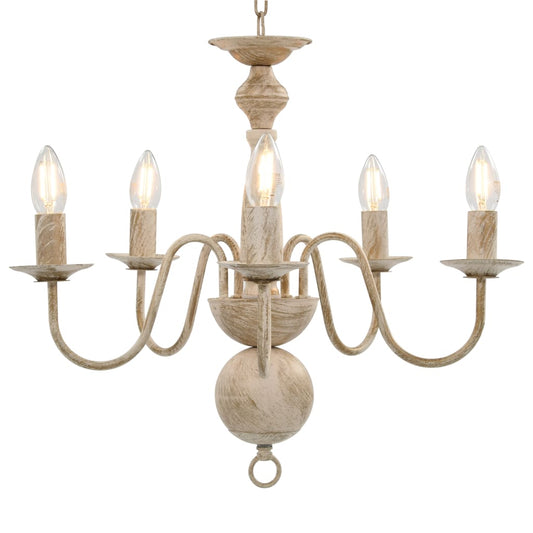 Berkfield Chandelier Antique White 5 x E14 Bulbs