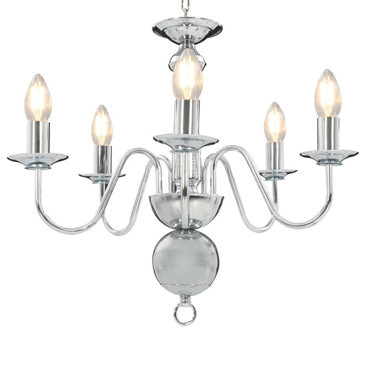 Berkfield Chandelier Silver 5 x E14 Bulbs