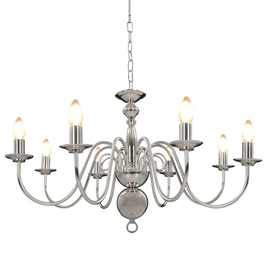 Berkfield Chandelier Silver 8 x E14 Bulbs