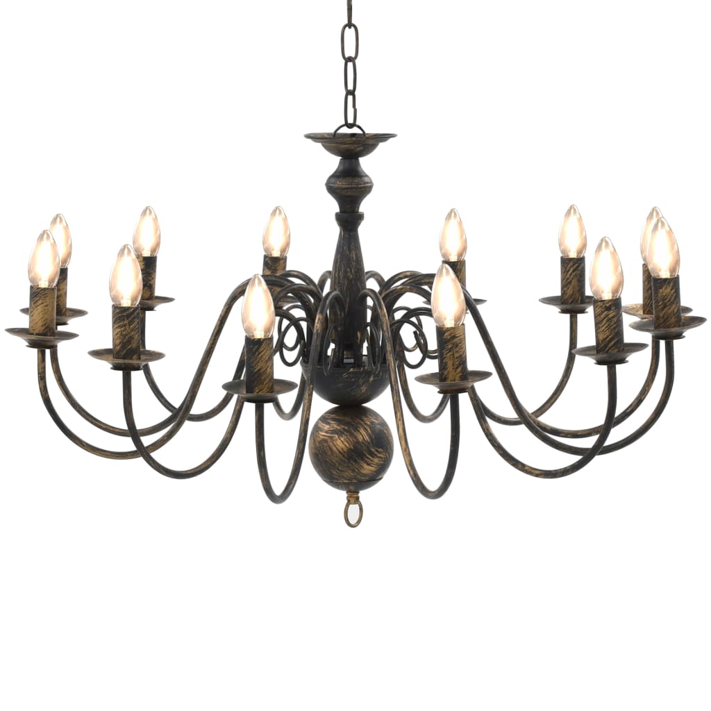 Berkfield Chandelier Antique Black 12 x E14 Bulbs