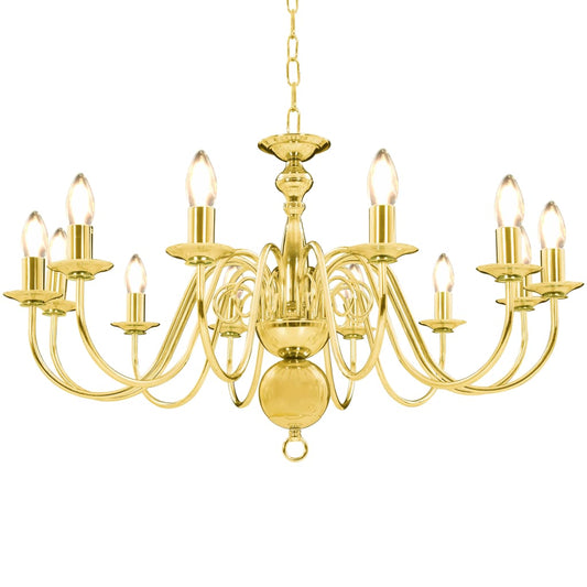 Berkfield Chandelier Golden 12 x E14 Bulbs