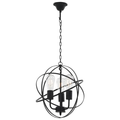 Berkfield Hanging Lamp Black Sphere 3 x E27 Bulbs
