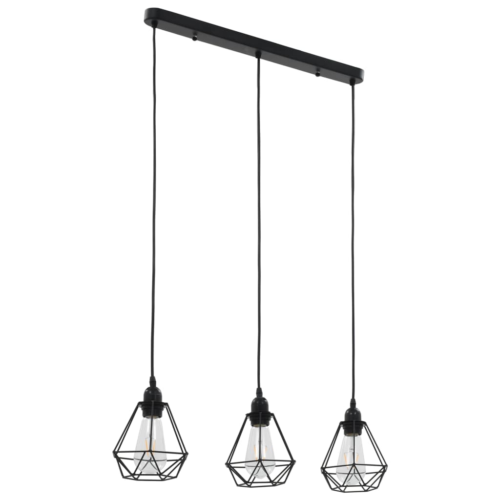 Berkfield Ceiling Lamp with Diamond Design Black 3 x E27 Bulbs