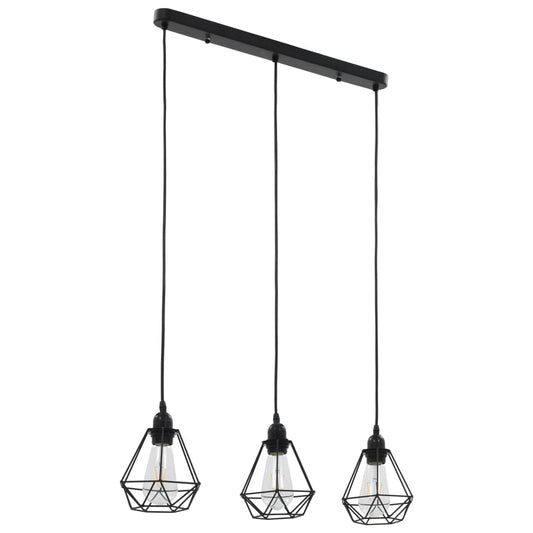 Berkfield Ceiling Lamp with Diamond Design Black 3 x E27 Bulbs