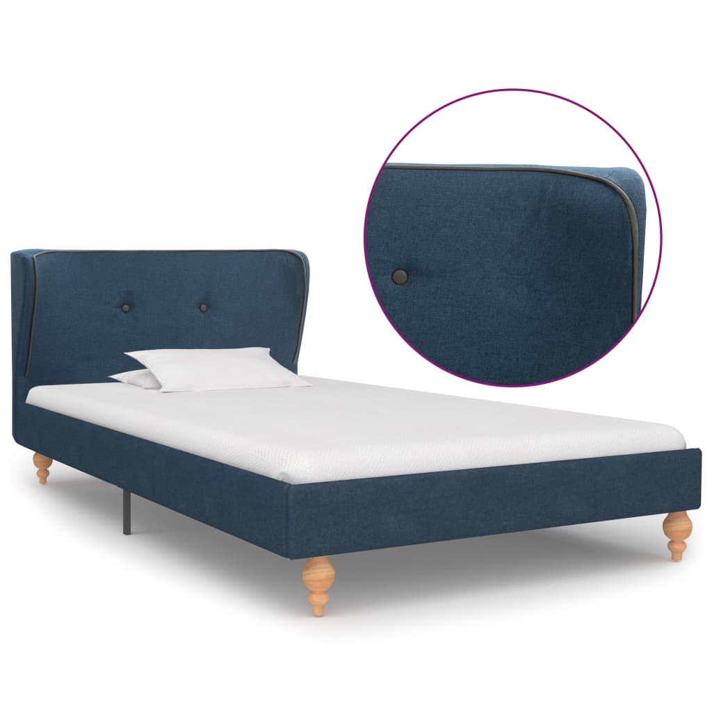 Berkfield Bed Frame Blue Fabric 90x200 cm