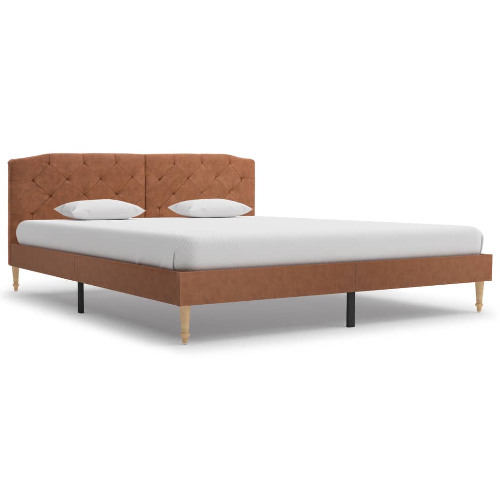 Berkfield Bed Frame Brown Fabric 150x200 cm 5FT King Size