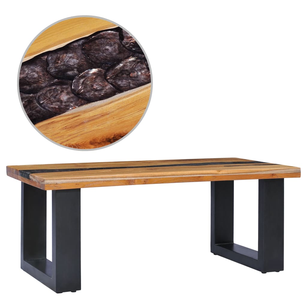 Berkfield Coffee Table 100x50x40 cm Solid Teak Wood and Polyresin