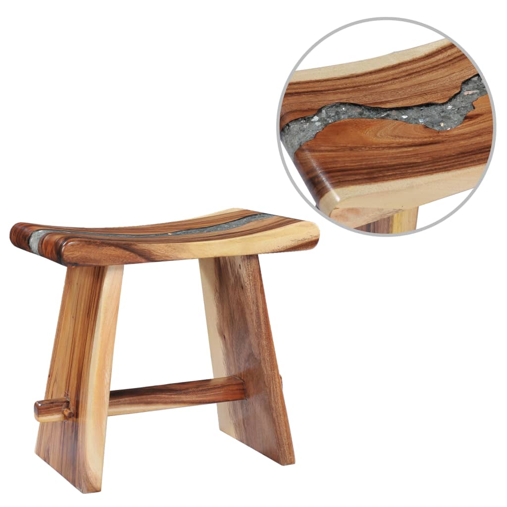 Berkfield Stool Solid Suar Wood and Polyresin