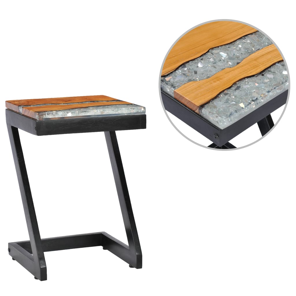 Berkfield Coffee Table 30x30x50 cm Solid Teak Wood and Polyresin