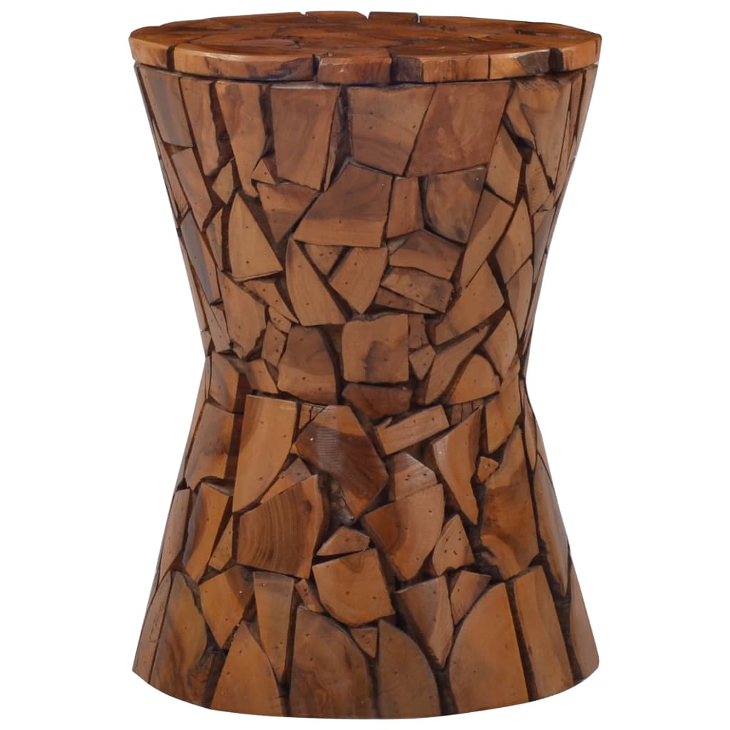 Berkfield Mosaic Stool Brown Solid Teak Wood