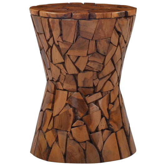 Berkfield Mosaic Stool Brown Solid Teak Wood