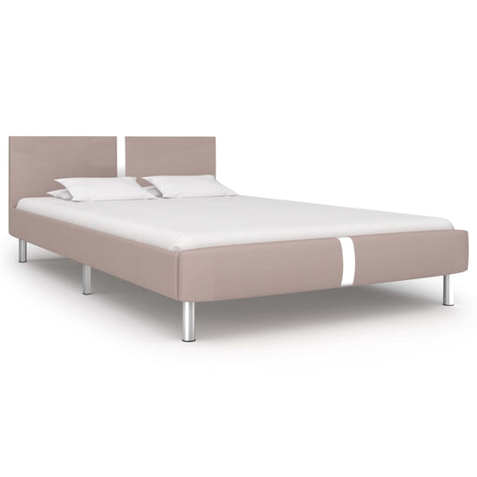 Berkfield Bed Frame Cappuccino Faux Leather 120x190 cm 4FT Small Double