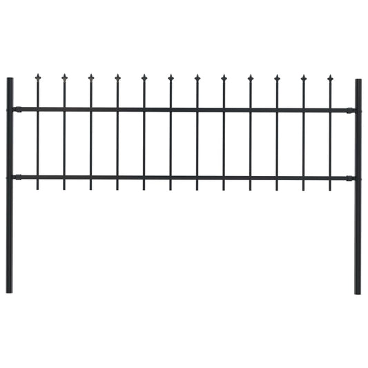 Berkfield Garden Fence with Spear Top Steel 1.7x0.6 m Black