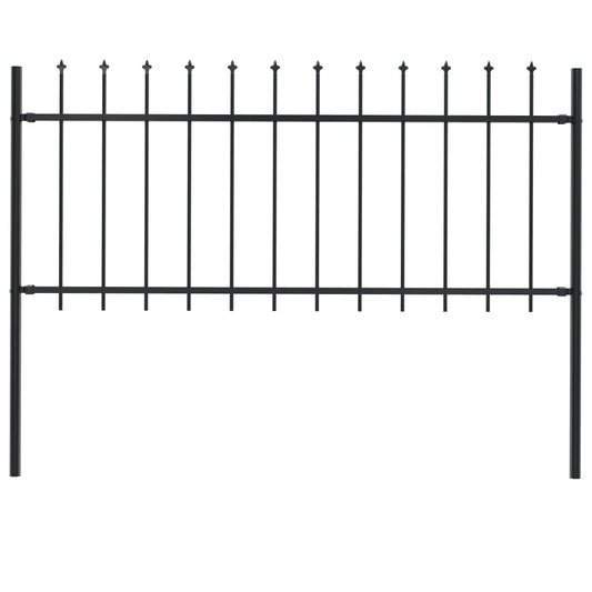 Berkfield Garden Fence with Spear Top Steel 1.7x0.8 m Black