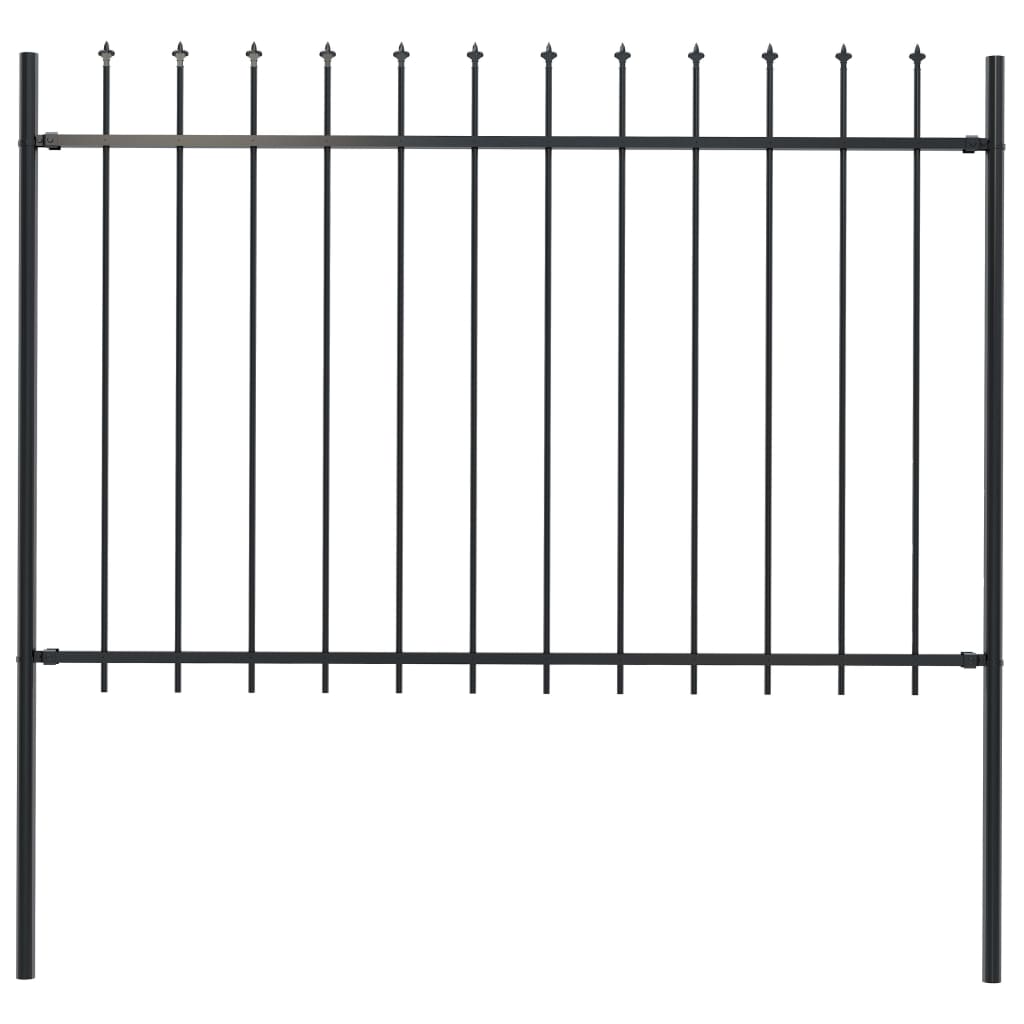 Berkfield Garden Fence with Spear Top Steel 1.7x1.2 m Black