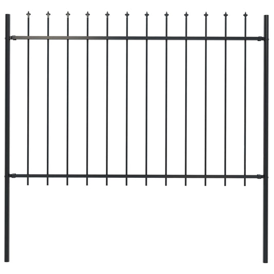 Berkfield Garden Fence with Spear Top Steel 1.7x1.2 m Black