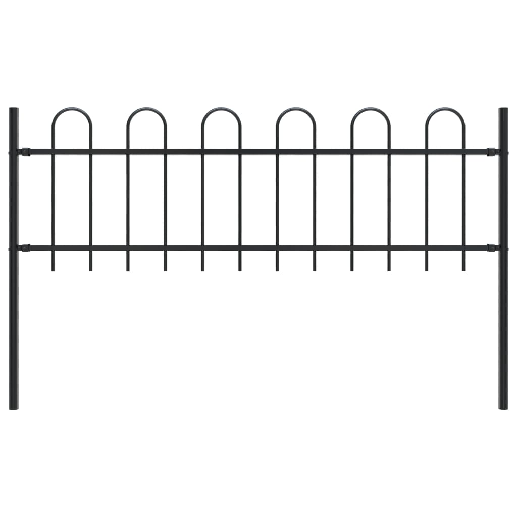 Berkfield Garden Fence with Hoop Top Steel 1.7 m Black