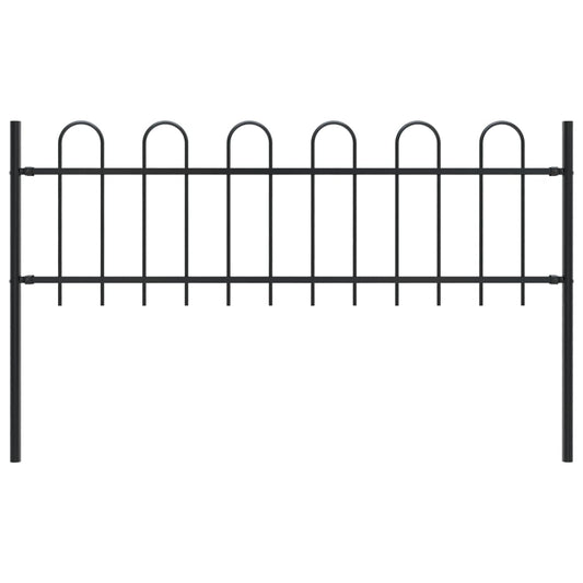 Berkfield Garden Fence with Hoop Top Steel 1.7 m Black