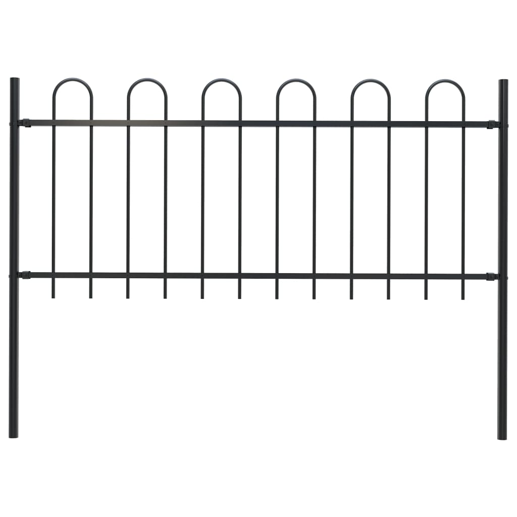 Berkfield Garden Fence with Hoop Top Steel 1.7 m Black