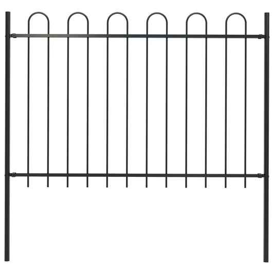 Berkfield Garden Fence with Hoop Top Steel 1.7 m Black