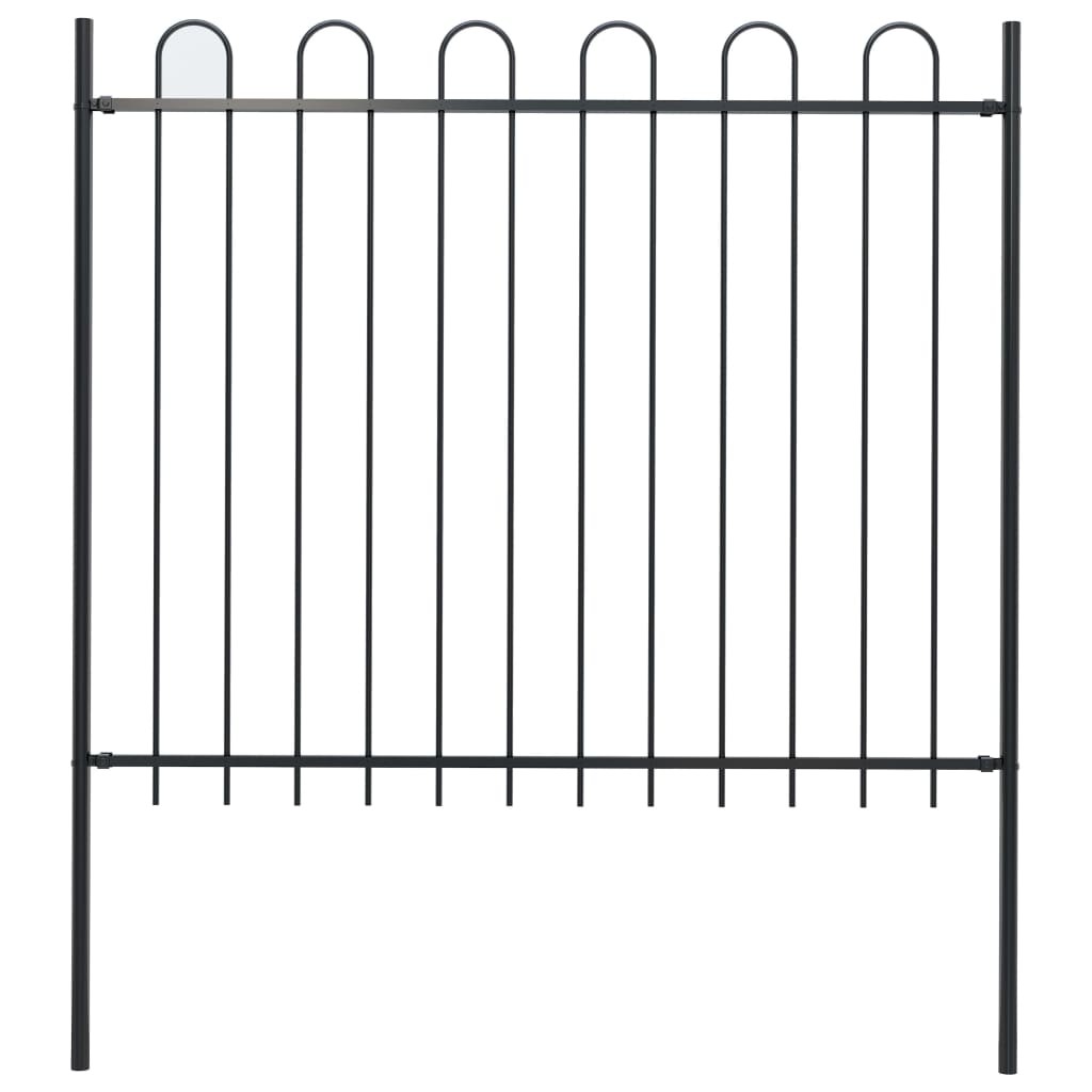 Berkfield Garden Fence with Hoop Top Steel 1.7 m Black