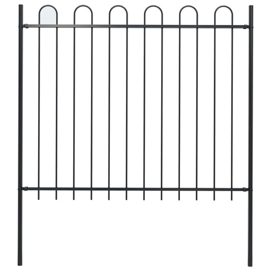 Berkfield Garden Fence with Hoop Top Steel 1.7 m Black