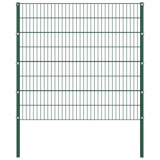 Berkfield Fence Panel with Posts Iron 1.7x1.6 m Green