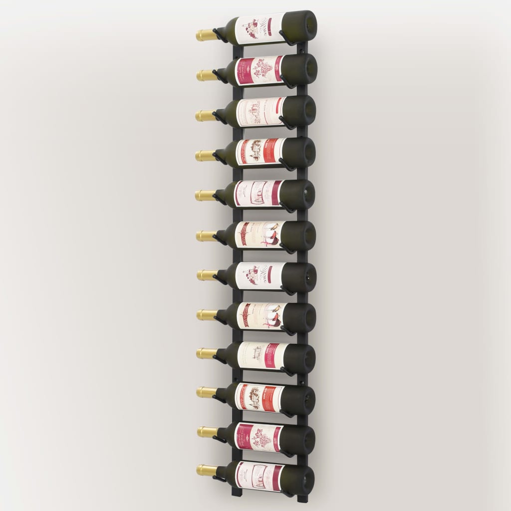 Berkfield Wall Mounted Wine Rack for 12 Bottles Black Iron
