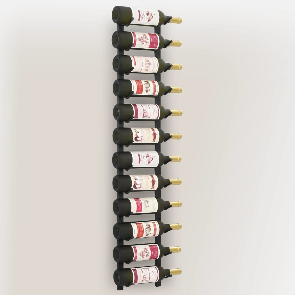 Berkfield Wall Mounted Wine Rack for 12 Bottles Black Iron