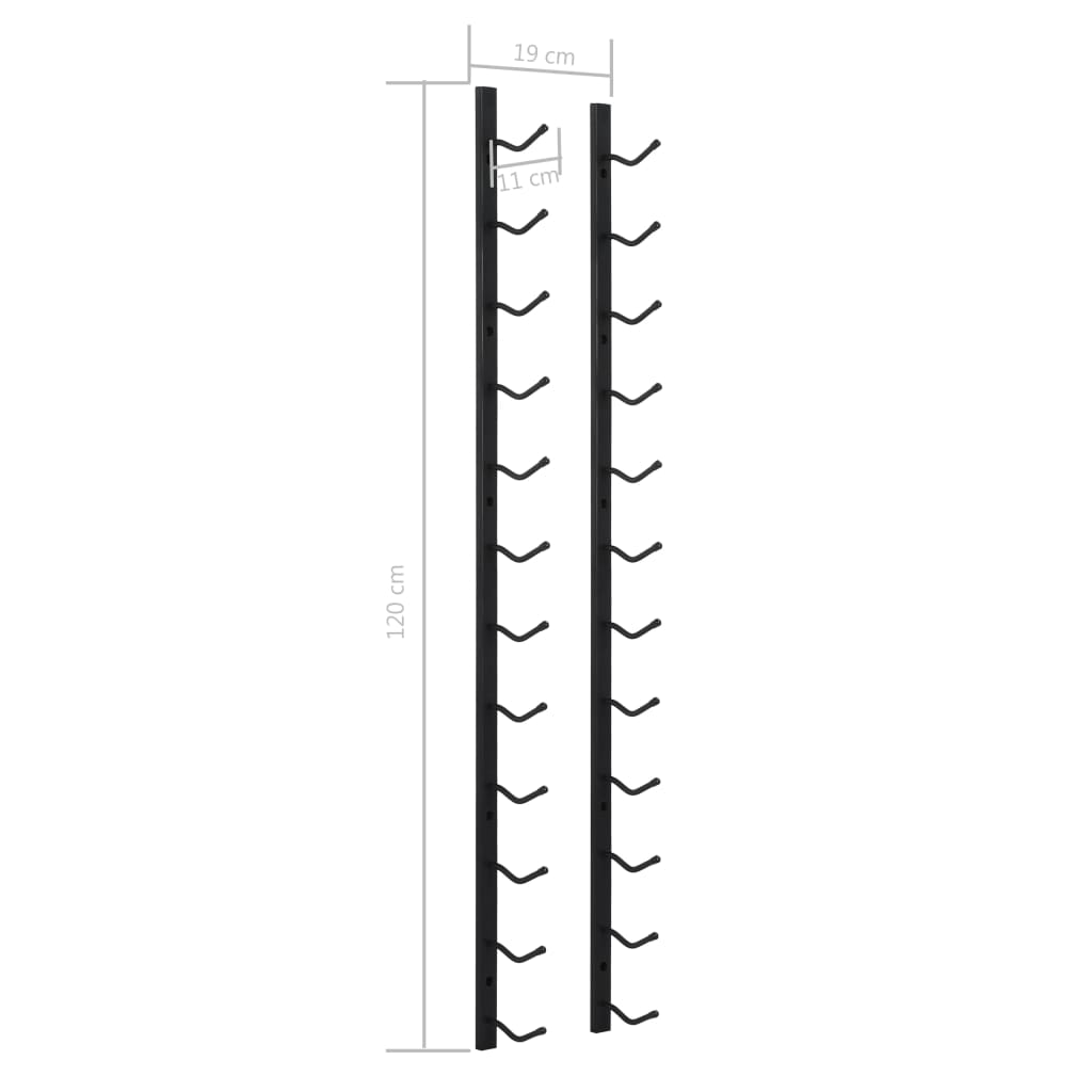 Berkfield Wall Mounted Wine Rack for 12 Bottles Black Iron
