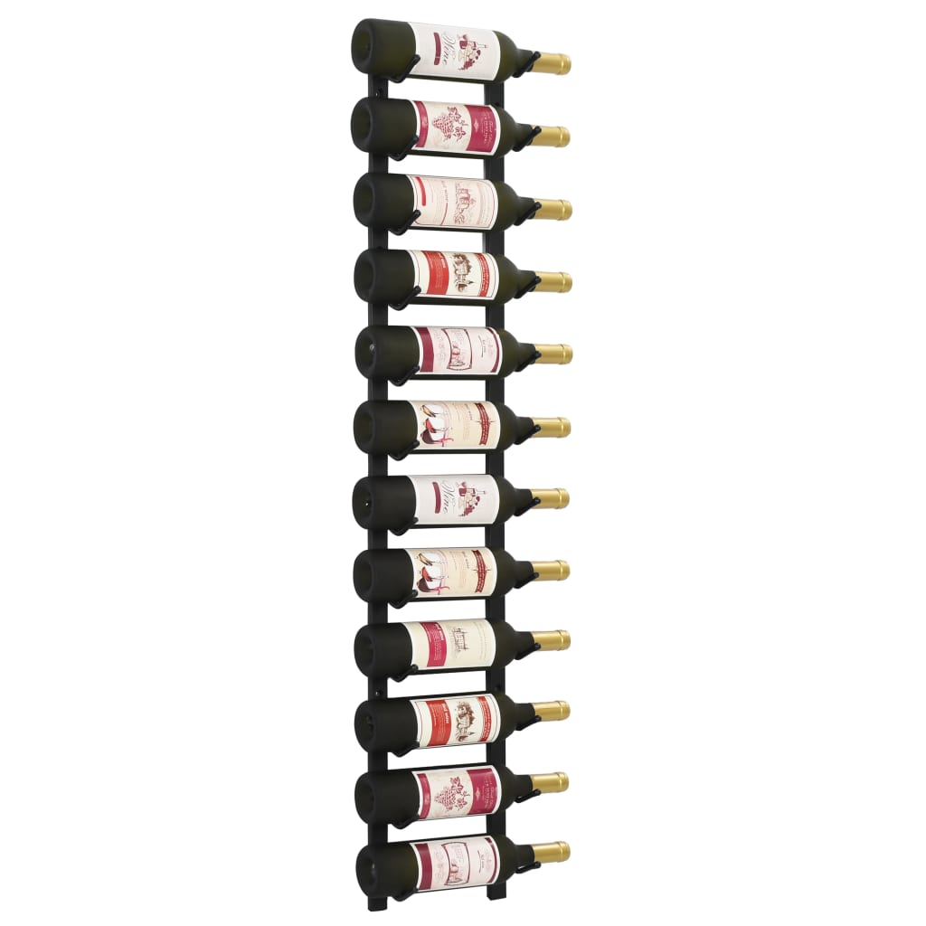 Berkfield Wall Mounted Wine Rack for 12 Bottles Black Iron