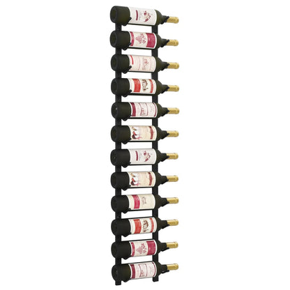 Berkfield Wall Mounted Wine Rack for 12 Bottles Black Iron