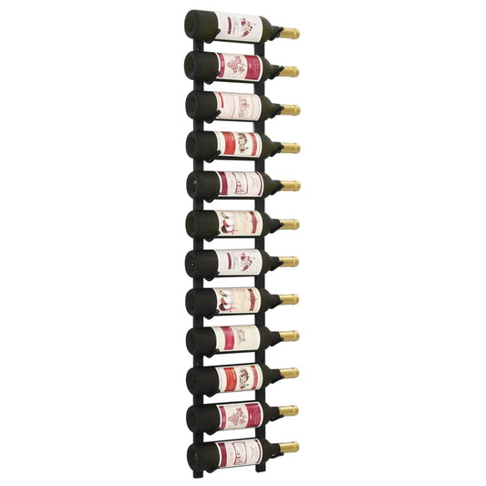 Berkfield Wall Mounted Wine Rack for 12 Bottles Black Iron