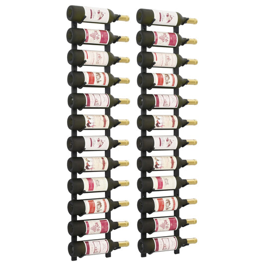 Berkfield Wall Mounted Wine Racks for 12 Bottles 2 pcs Black Iron