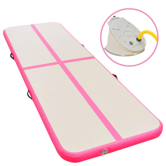 Berkfield Inflatable Gymnastics Mat with Pump 400x100x10 cm PVC Pink