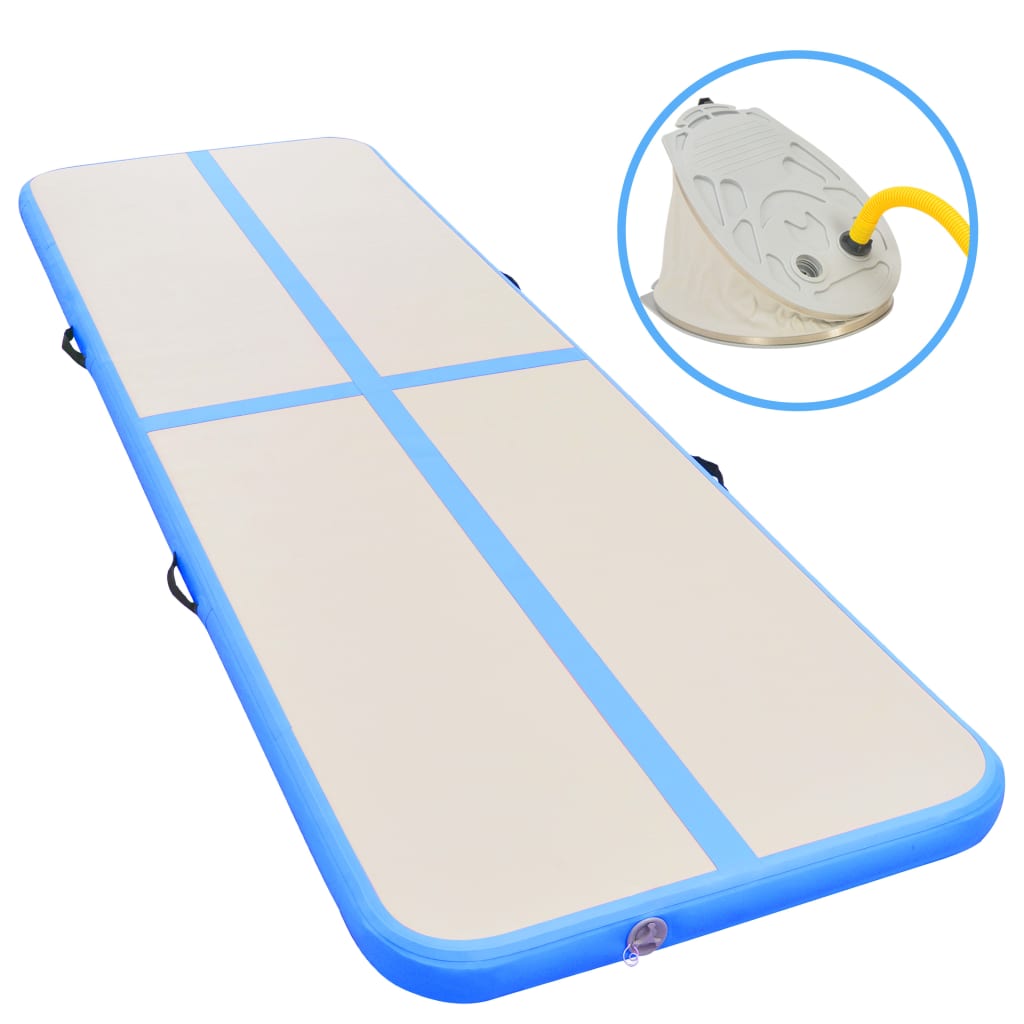 Berkfield Inflatable Gymnastics Mat with Pump 600x100x10 cm PVC Blue
