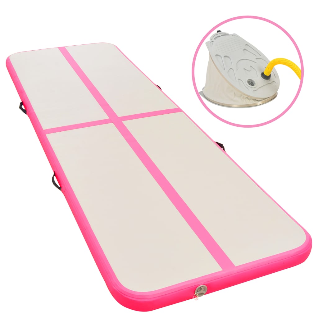 Berkfield Inflatable Gymnastics Mat with Pump 800x100x10 cm PVC Pink