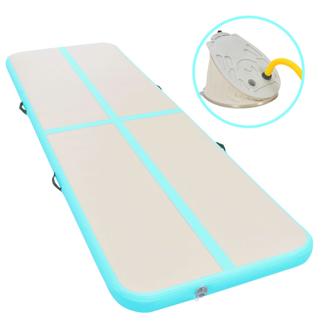 Berkfield Inflatable Gymnastics Mat with Pump 800x100x10 cm PVC Green