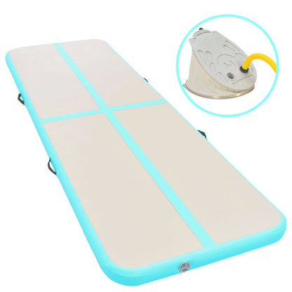 Berkfield Inflatable Gymnastics Mat with Pump 800x100x10 cm PVC Green