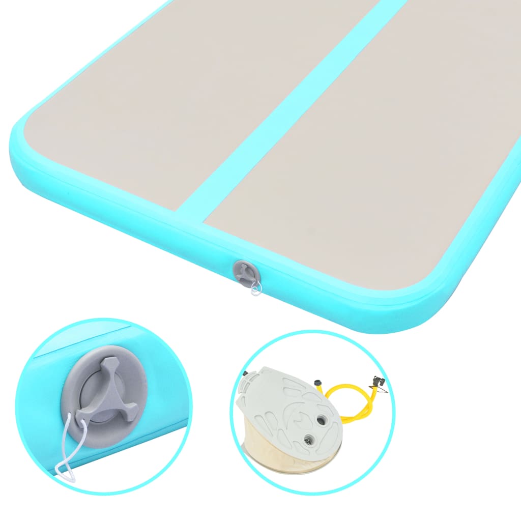 Berkfield Inflatable Gymnastics Mat with Pump 800x100x10 cm PVC Green
