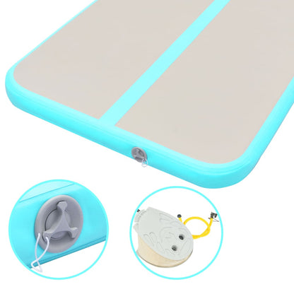 Berkfield Inflatable Gymnastics Mat with Pump 800x100x10 cm PVC Green
