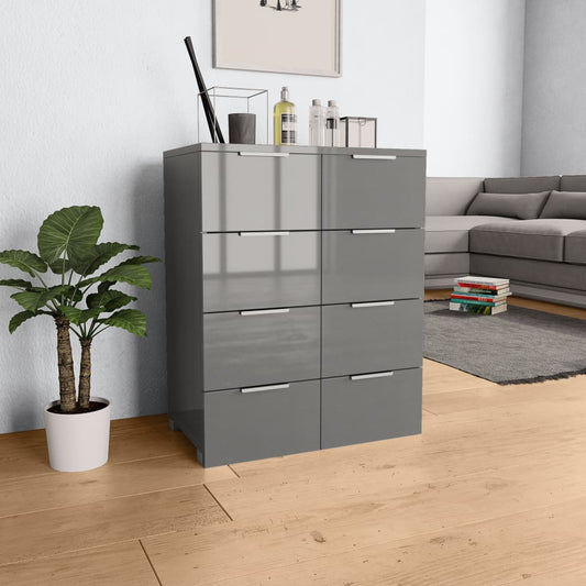 Berkfield Sideboard High Gloss Grey 60x35x80 cm Engineered Wood