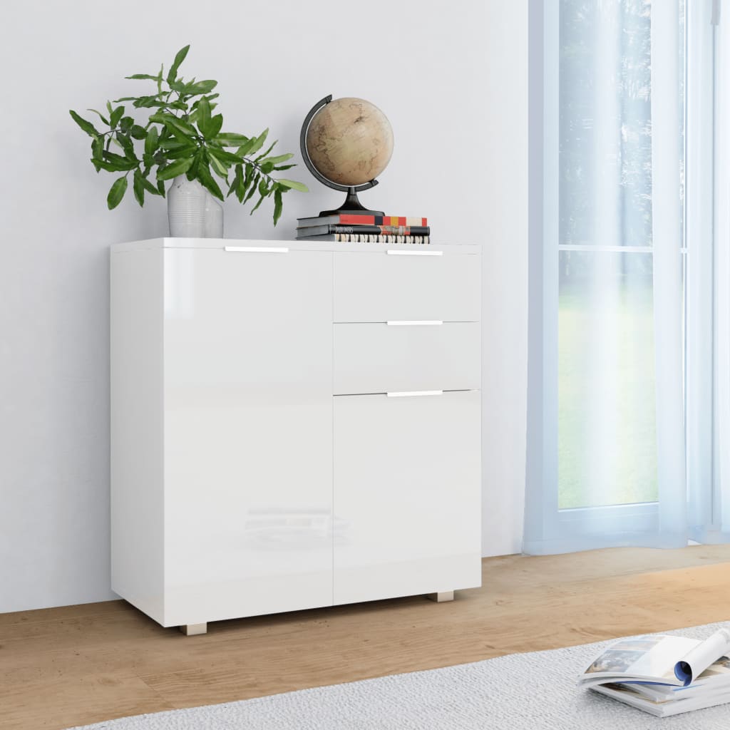 Berkfield Sideboard High Gloss White 71x35x80 cm Engineered Wood
