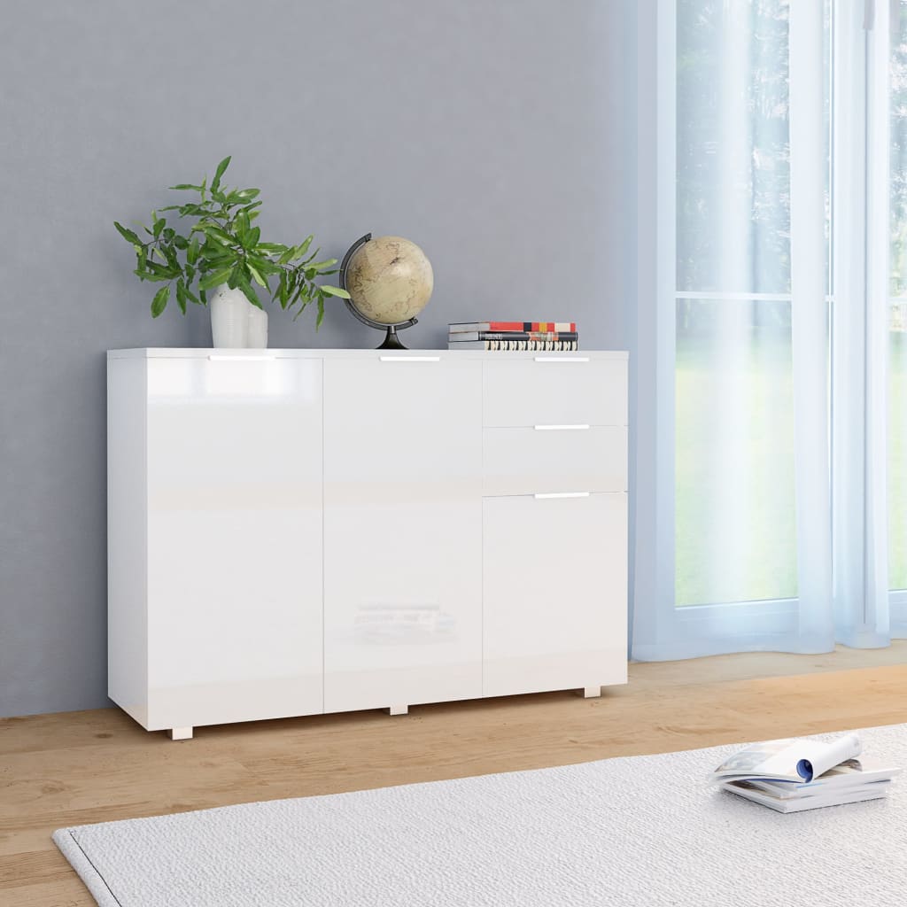Berkfield Sideboard High Gloss White 107x35x80.5 cm