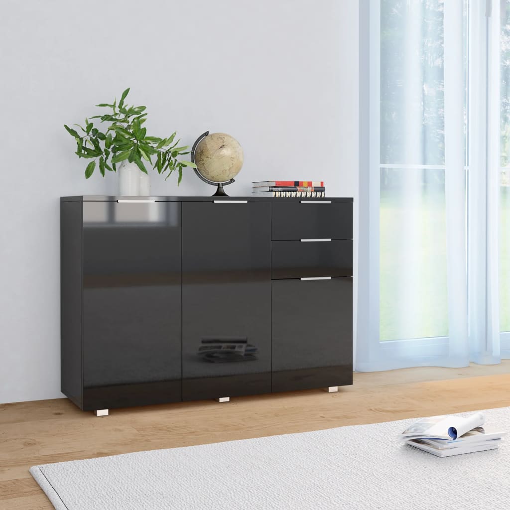 Berkfield Sideboard High Gloss Black 107x35x80.5 cm